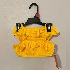 Yellow Eyelet Ruffle two piece